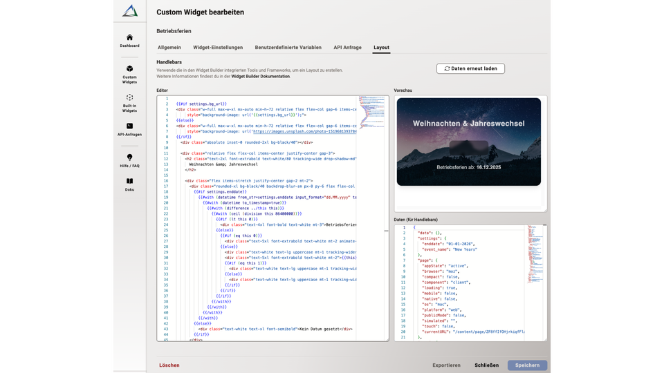 Visueller Editor zum Erstellen von Countdowns