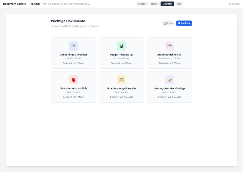 Dokumente als übersichtliche Kacheln dargestellt