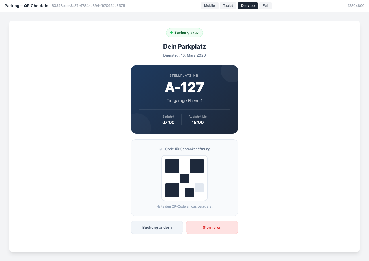 Digitaler Parkausweis mit QR-Code für kontaktloses Einfahren