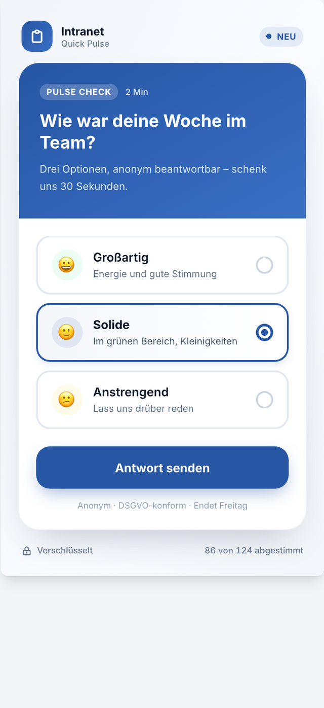 Mobile Pulse-Check Umfrage auf einem Smartphone