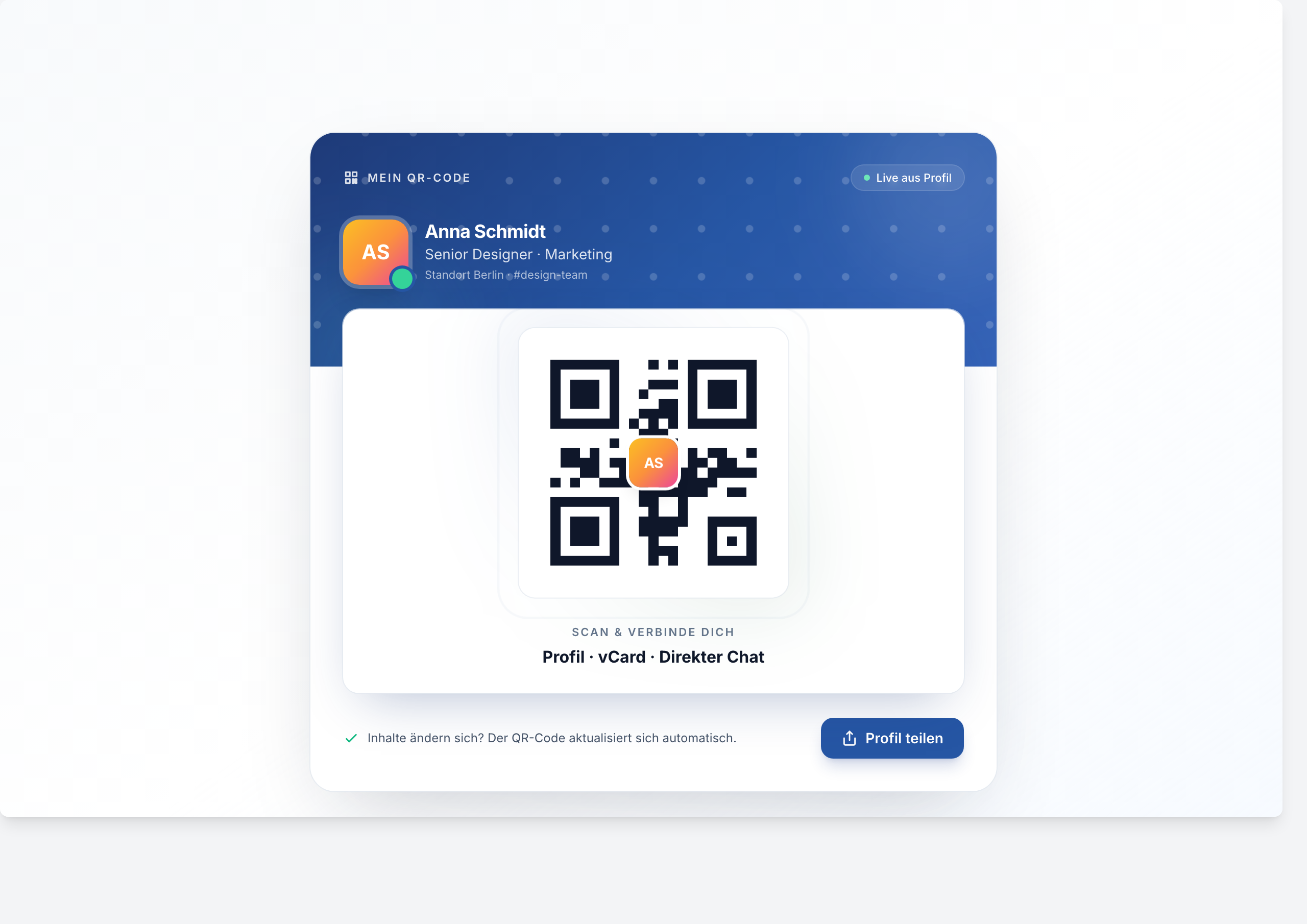 Staffbase QR-Code Widget – Links & Profile im Intranet Screenshot