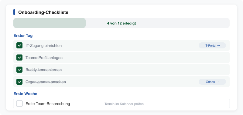 Onboarding checklist widget with progress indicator