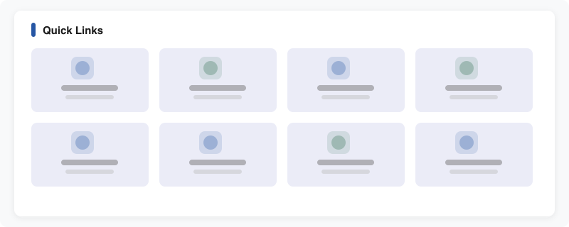 Quick Links widget with tool tiles