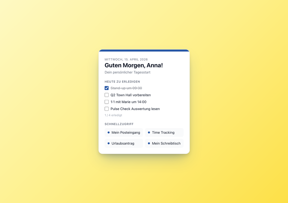 My Workday: The personal cockpit in the Staffbase intranet