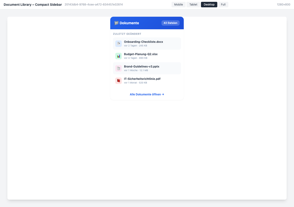 Space-saving sidebar with recently modified documents