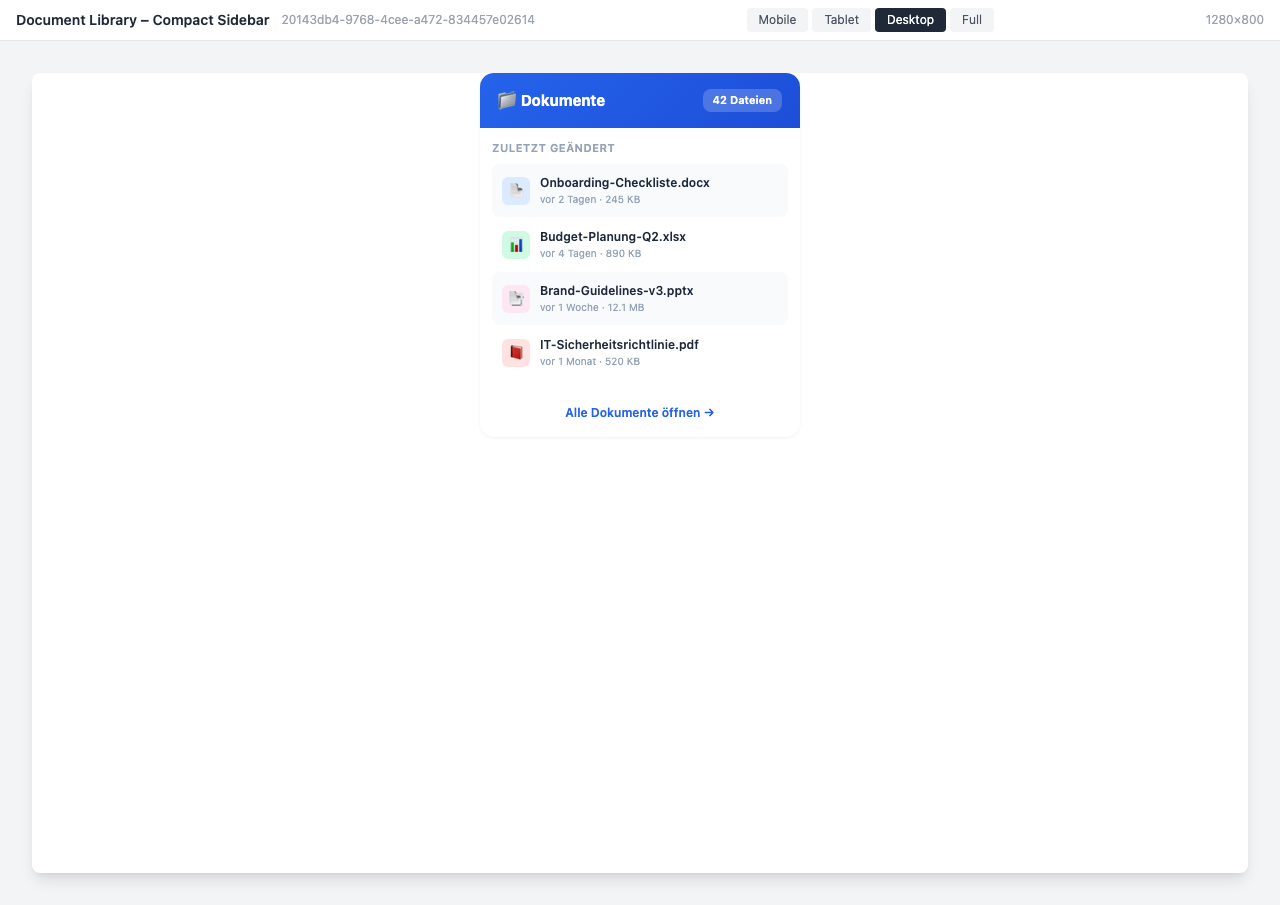 Space-saving sidebar with recently modified documents