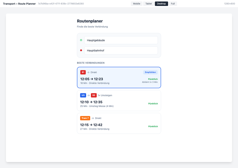 Connection search with alternative routes and transfer info