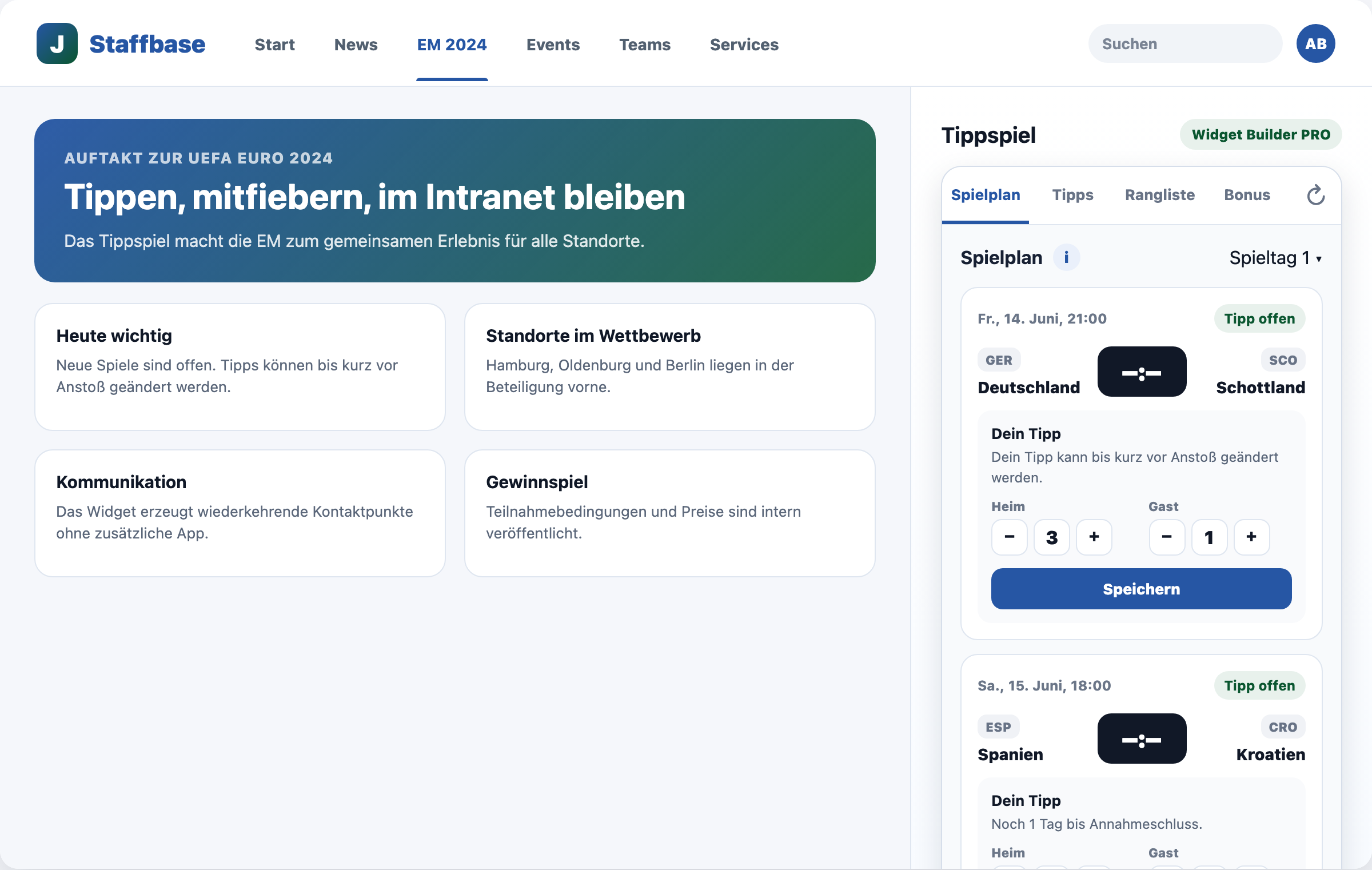 Tippspiel Widget for Staffbase Screenshot