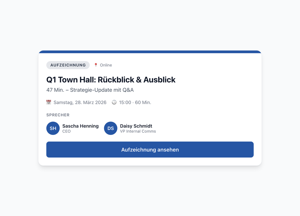 Town hall widget with replay status and replay button